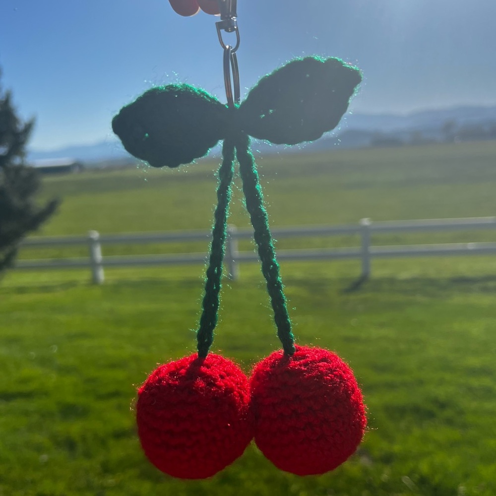 Hand Crocheted Cherries Keychain! - Picture 5 of 15